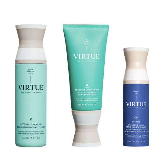 Virtue Recovery Shampoo, Conditioner + Strength & Shield