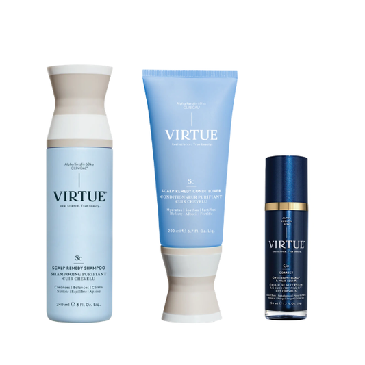 Virtue Scalp Remedy Shampoo, Conditioner + Overnight Scalp & Hair Elixir