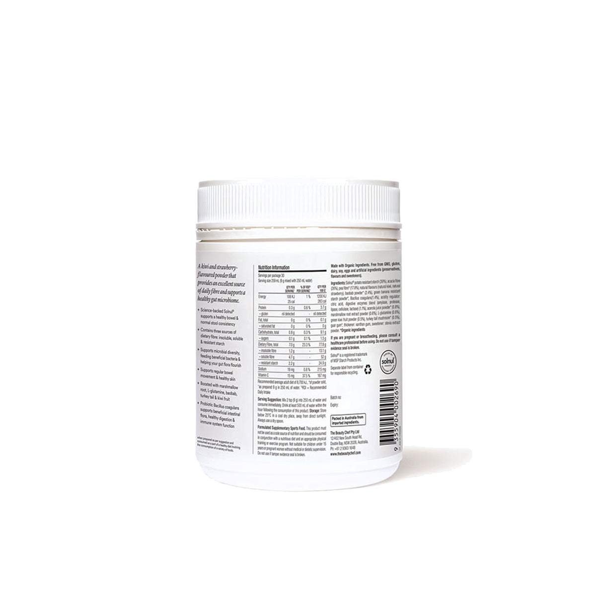The Beauty Chef The Perfect Poo 270g - back of pack with nutrition panel
