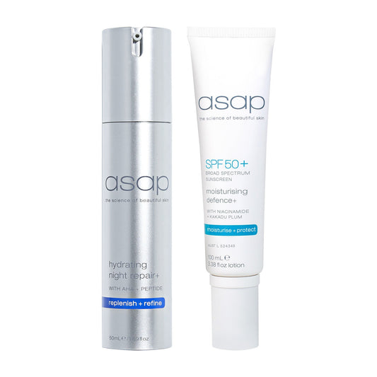 asap Hydrating Night Repair+ 50ml + SPF50+ Moisturising Defence+ 100ml Duo