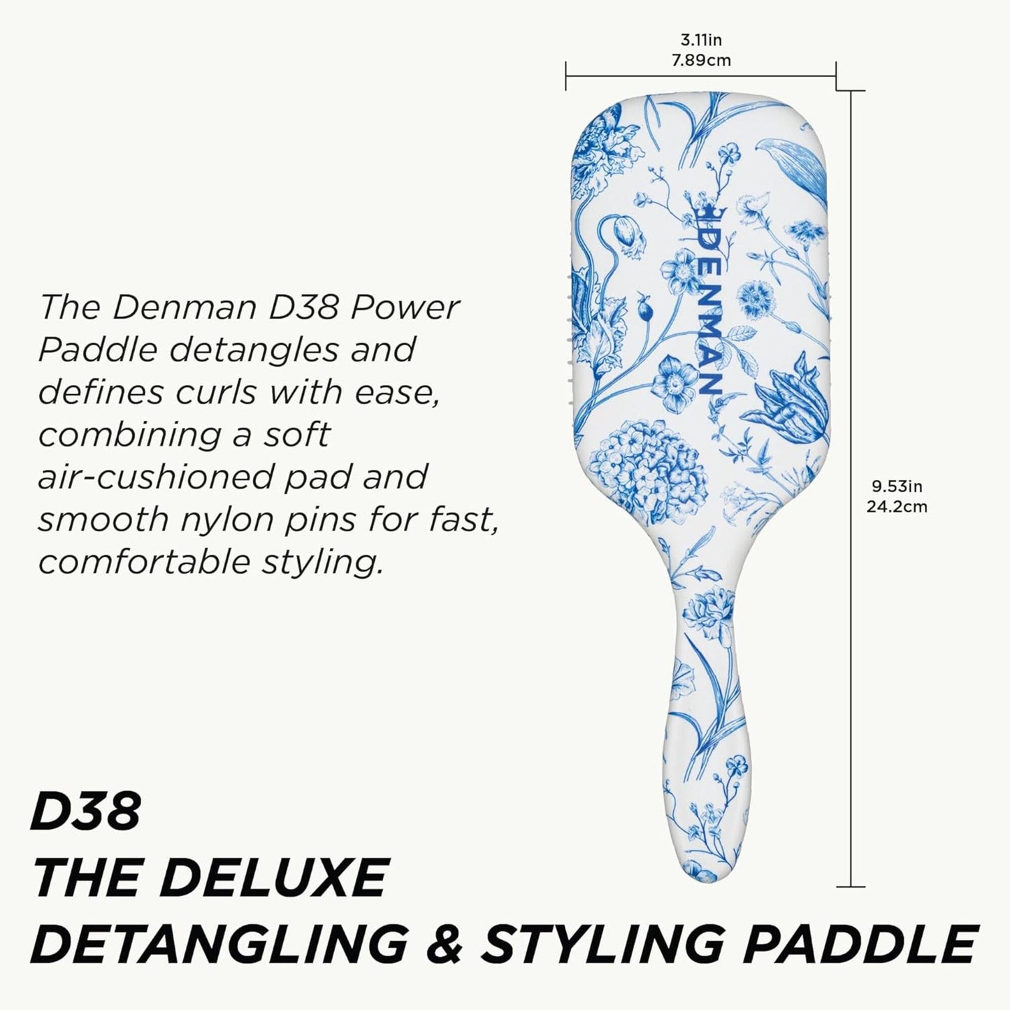 Denman D38 Power Paddle Brush - Blue Belle