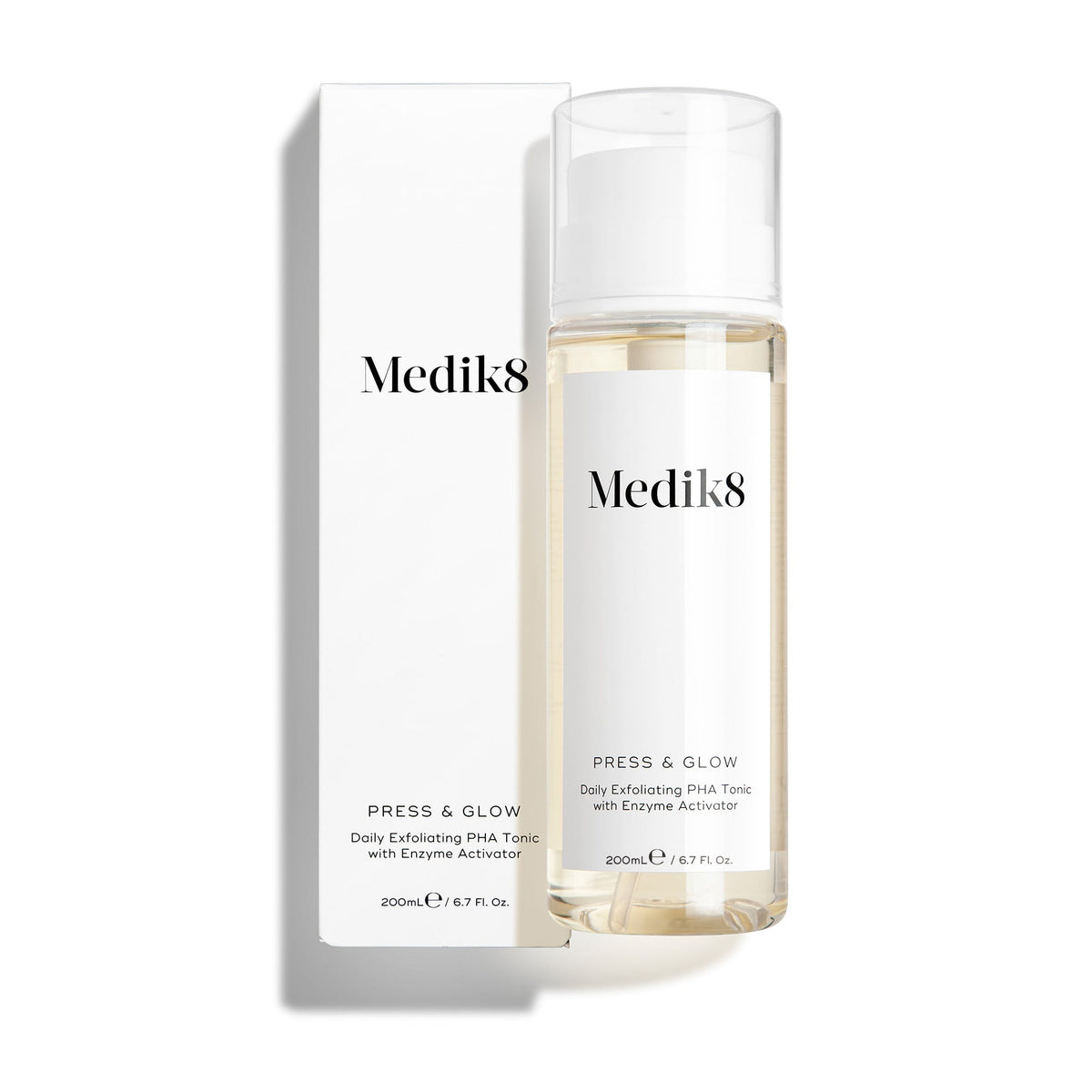 Medik8 Press and Glow Tonic 200ml - Press & Glow Product and Carton