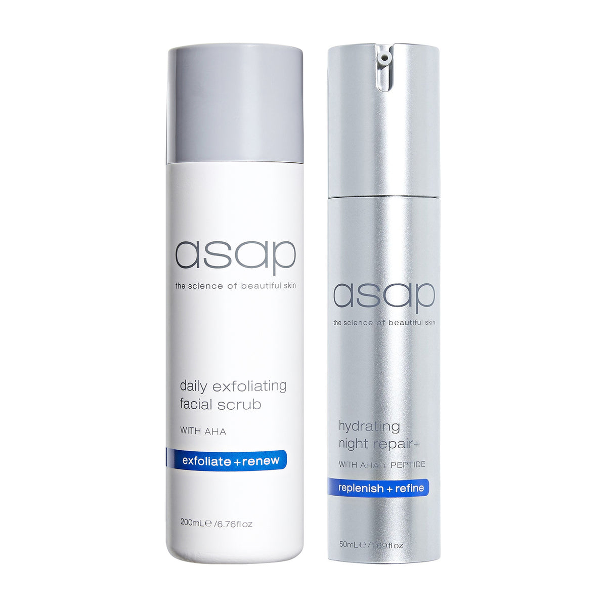 asap Daily Exfoliating Scrub 200ml + Hydrating Night Repair+ 50ml Duo