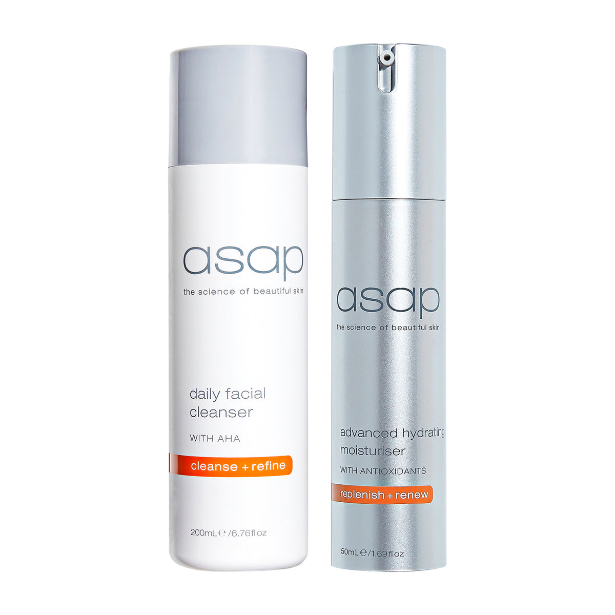 asap Daily Facial Cleanser 200ml + Advanced Hydrating Moisturiser 50ml Duo