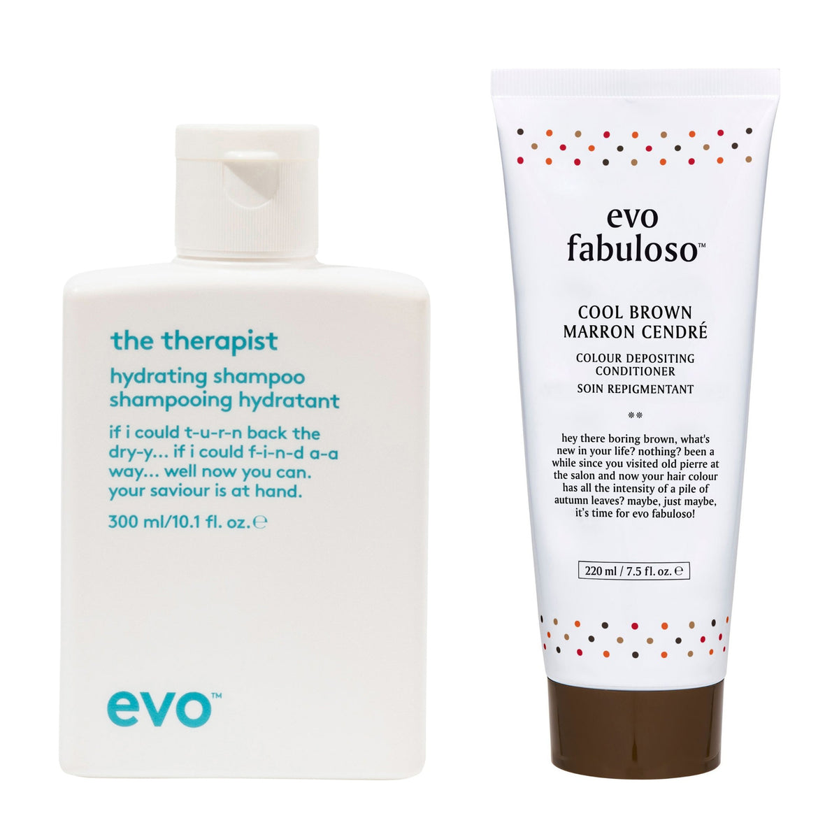 evo Fabuloso Cool Brown + The Therapist Shampoo Duo