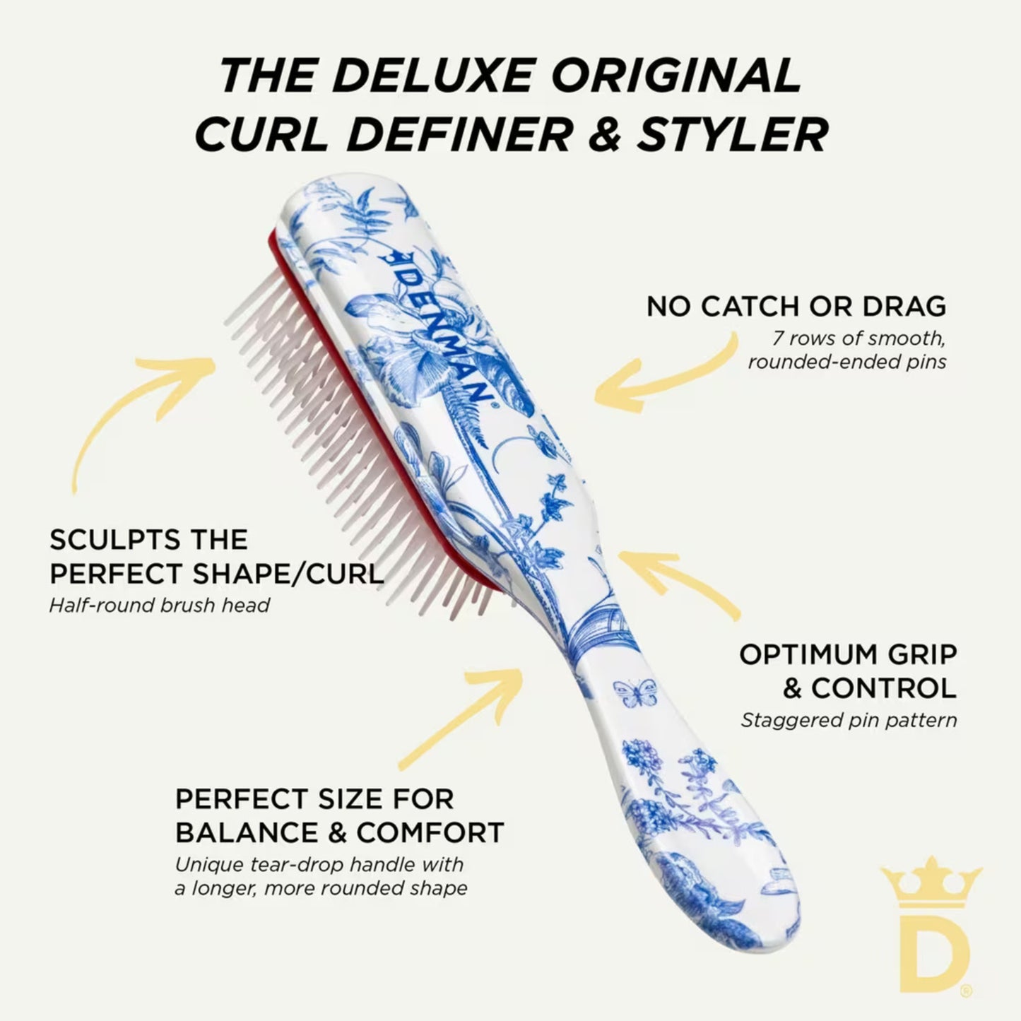 Denman D3 7 Row Styler Brush - Blue Belle