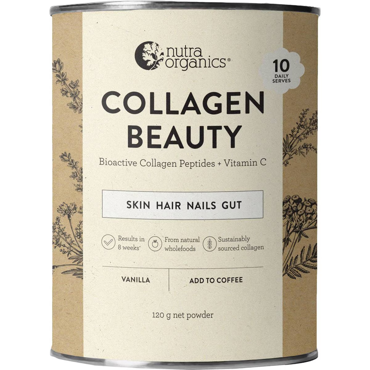 G‍WP Nutra Organics Collagen Beauty Supplements - Vanilla 120g
