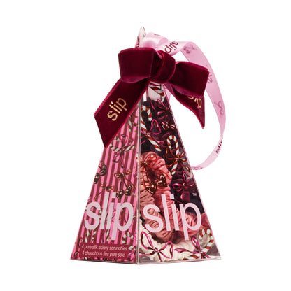 Slip Pure Silk Skinny Scrunchie Ornament - Candy Cane