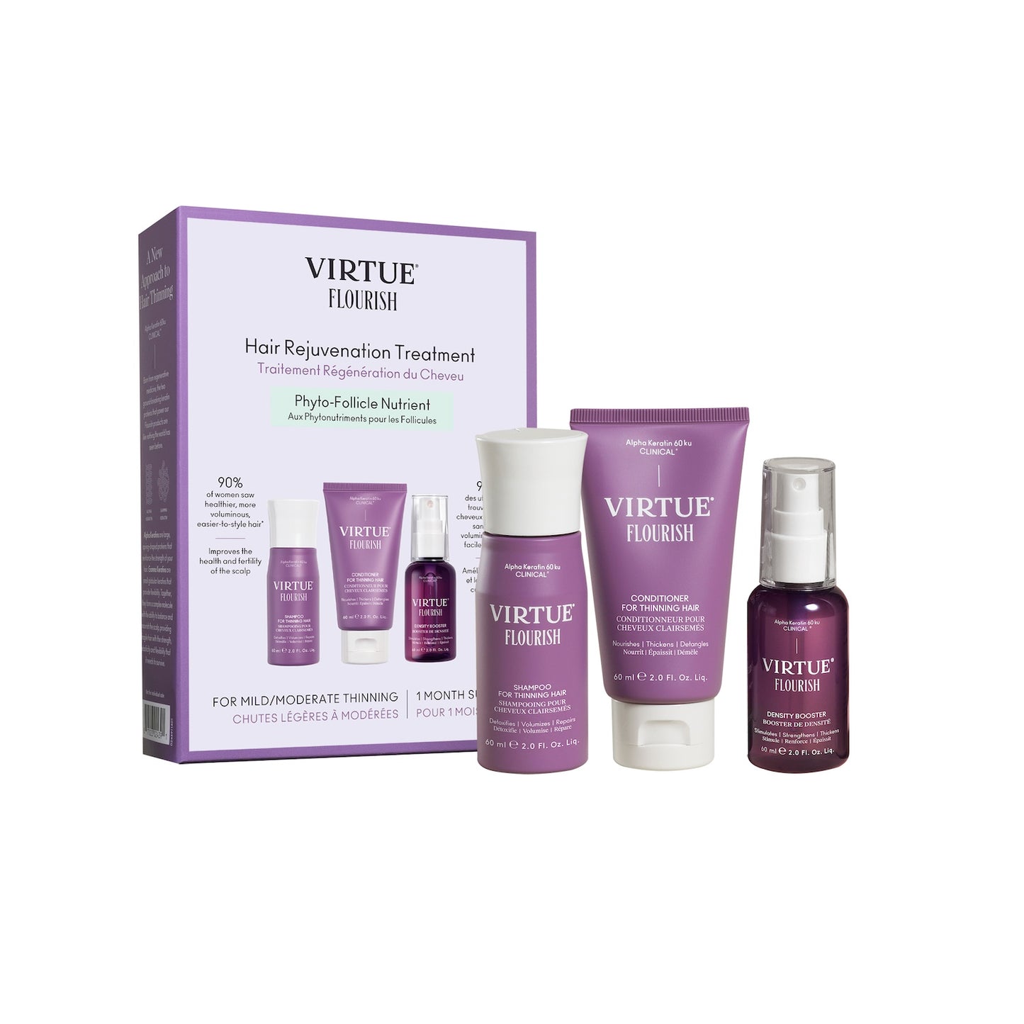 Virtue Flourish Hair Rejuvenation Treatment Kit (Phyto-Follicle Nutrient) - Travel Size (30 day)