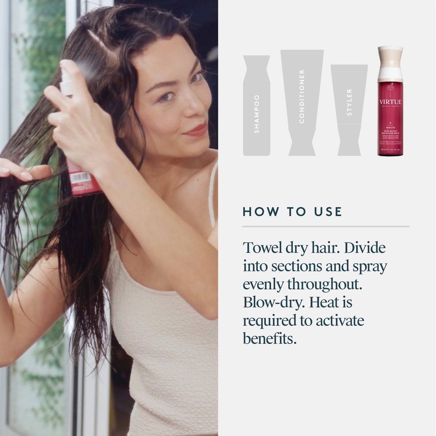 Virtue Smooth Frizz Block™ Smoothing Spray 60ml