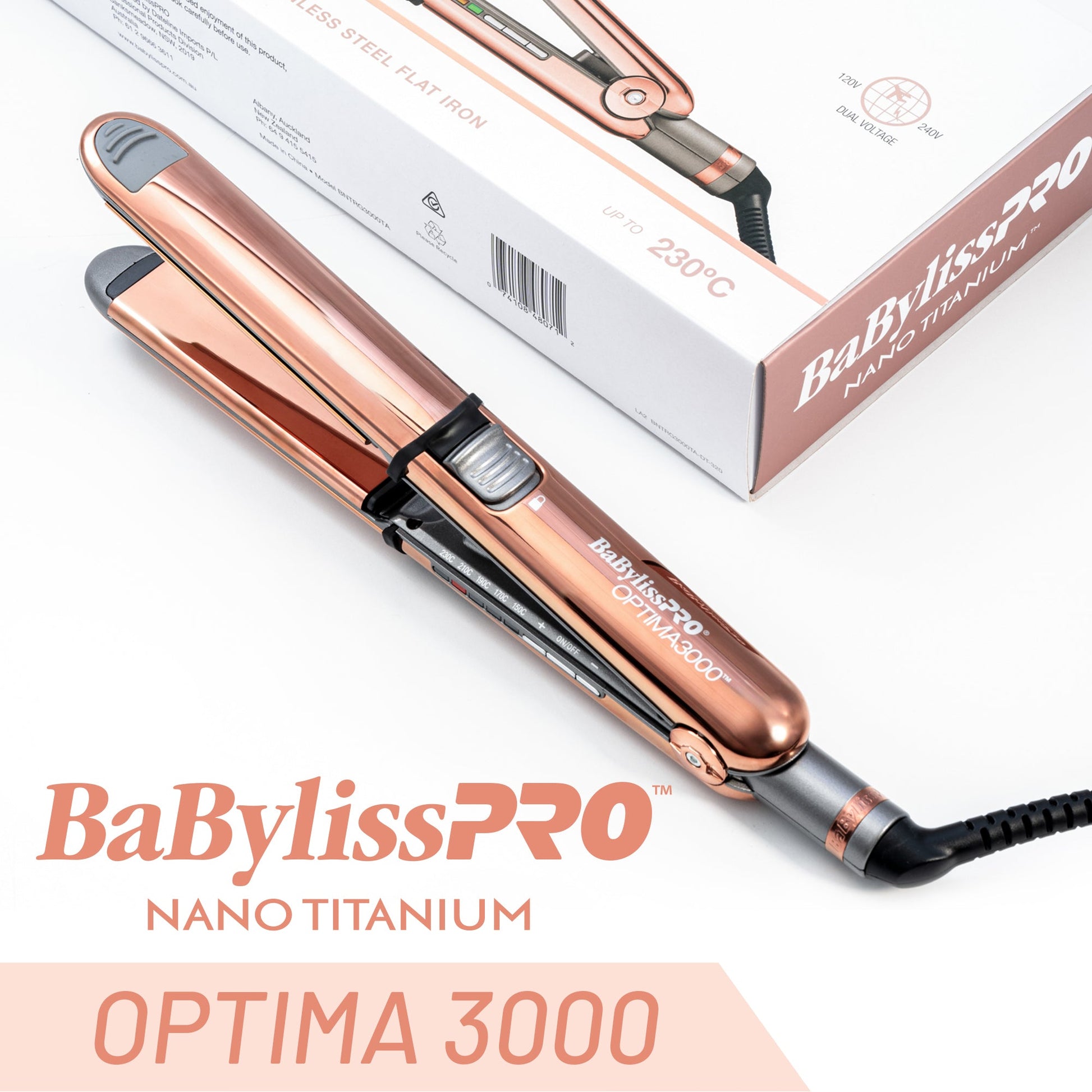 Optima 3000 Babyliss Pro Titanium Hair Straightener Nano Titanium