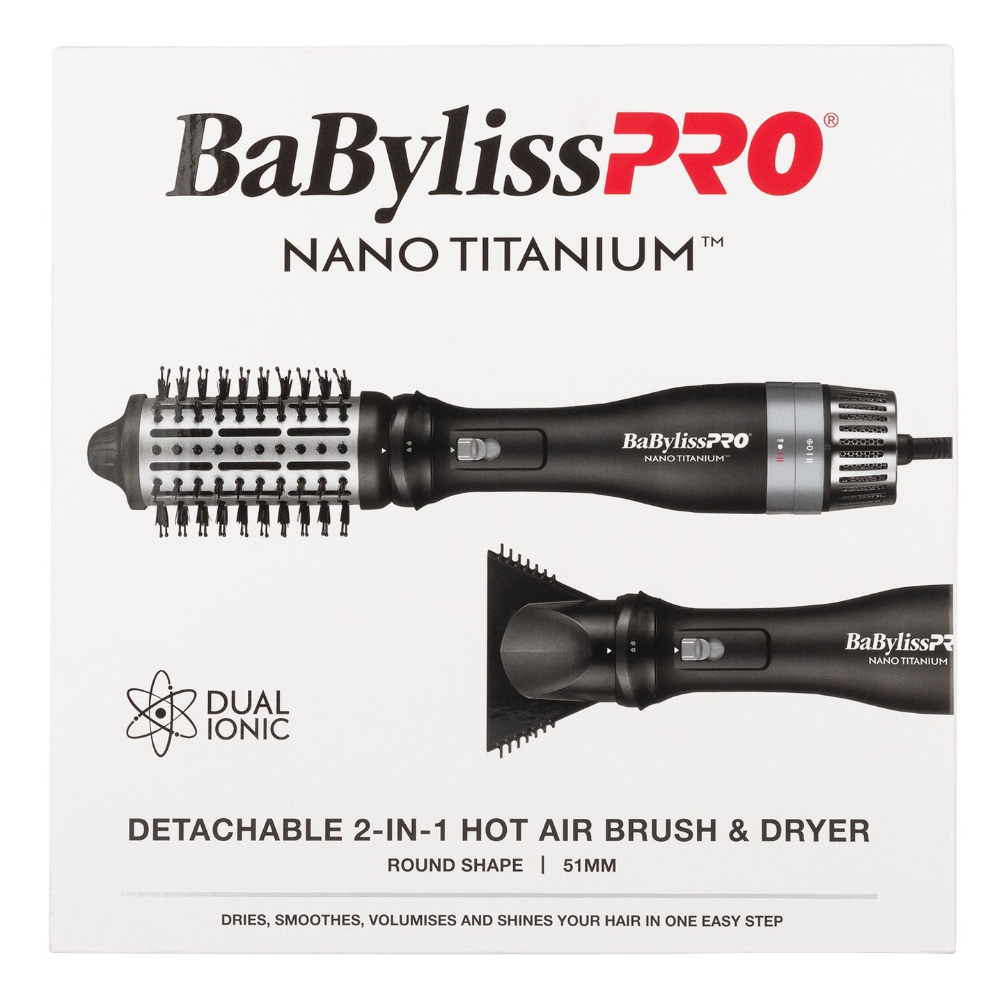 BaBylissPRO Nano Titanium Interchangable 2 in 1 Hot Air Brush + Dryer