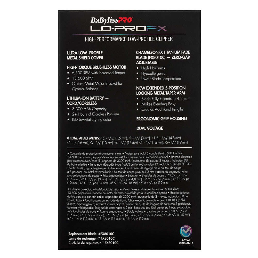 BaBylissPRO Lo Pro FX Clipper - Chameleon Cord/Cordless