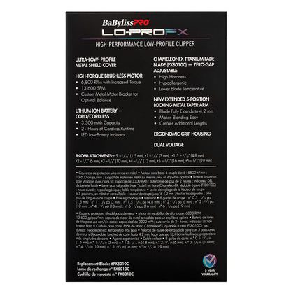 BaBylissPRO Lo Pro FX Clipper - Chameleon Cord/Cordless