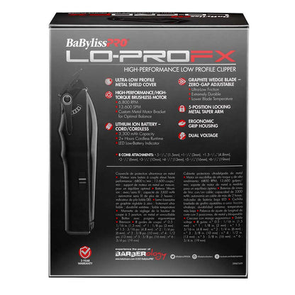 BaBylissPRO Lo-ProFX  Clipper - Black Cord/Cordless