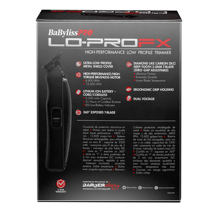 BaBylissPRO Lo-ProFX  Trimmer -Black Cord/Cordless