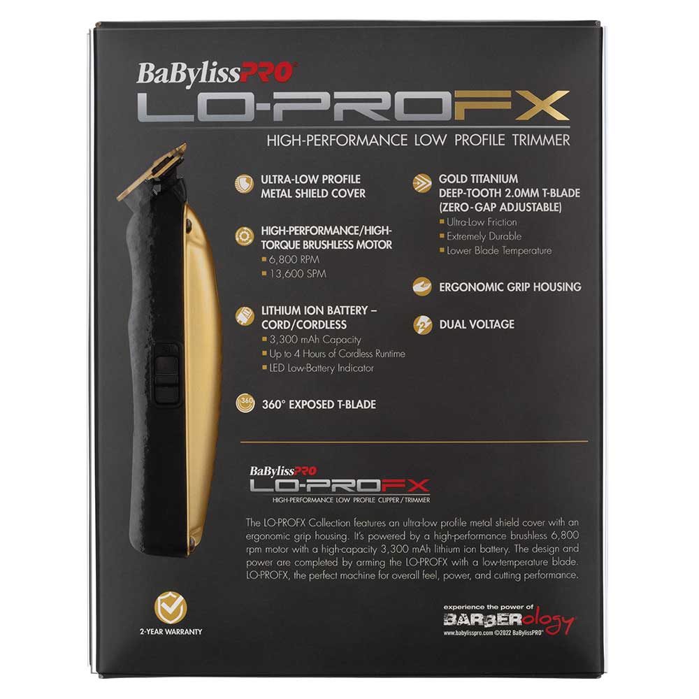 BaBylissPRO Lo-ProFX Trimmer - Gold Cord/Cordless
