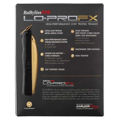 BaBylissPRO Lo-ProFX Trimmer - Gold Cord/Cordless