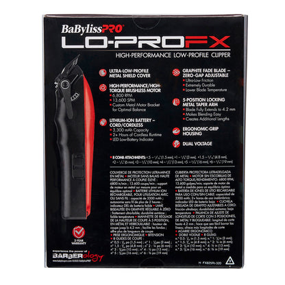 BaBylissPRO Lo-ProFX Clipper - Red Cord/Cordless