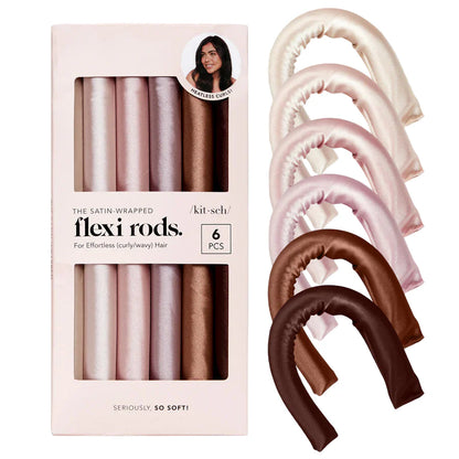 Kitsch Satin Flexi Rods 6pc Set - Rosewood