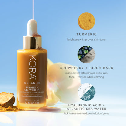 KORA Organics Turmeric Glow Drops Niacinamide Alternative Serum 30ml