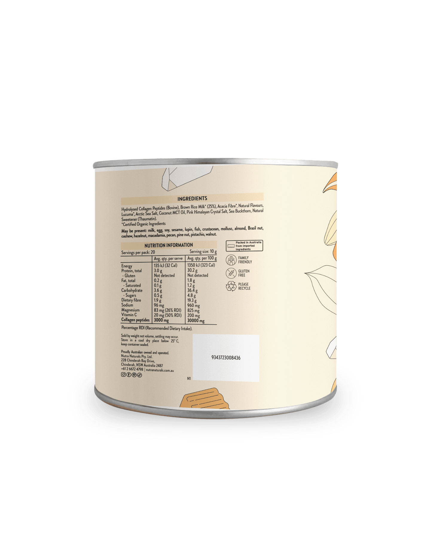 Nutra Naturals Collagen White Hot Choc - Salted Caramel 200g