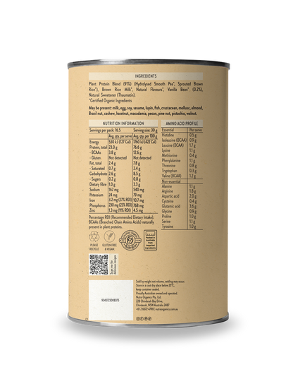 Nutra Organics Clean Plant Protein Vanilla 500g