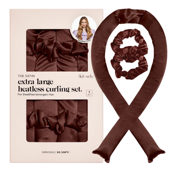 Kitsch Extra Large Satin Heatless Curling Set - Chocolate