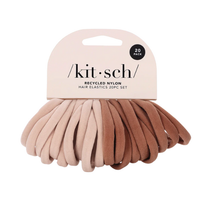 Kitsch Recycled Nylon Hair Elastics 20pc Set - Blush