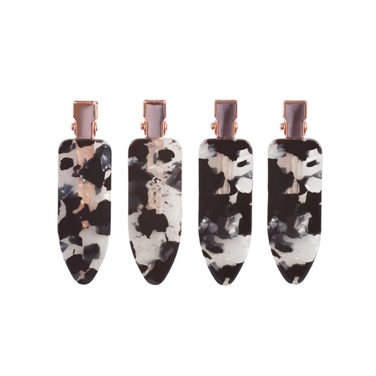 Kitsch Recycled Plastic Creaseless Clips 4pc Set - Black Terrazzo
