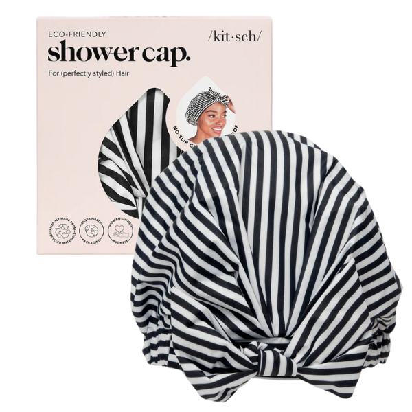 Kitsch Recycled Polyester Luxe Shower Cap - Stripe