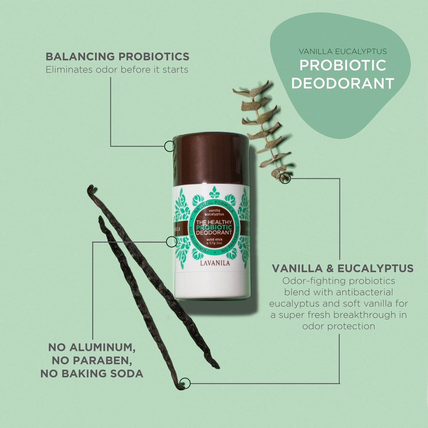 Lavanila The Healthy Probiotic Deodorant Vanilla Eucalyptus 57g