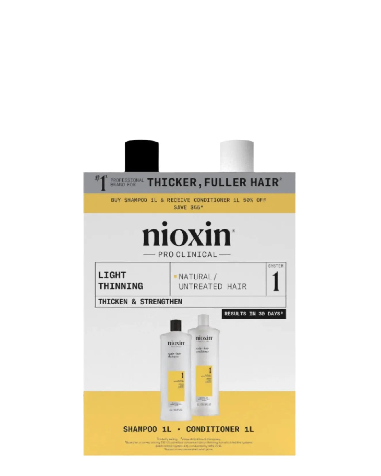 Nioxin Scalp + Hair Thickening System 1 Shampoo + Conditioner 1L Duo