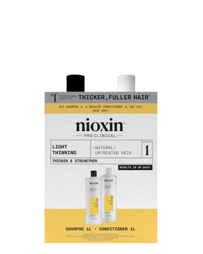 Nioxin Scalp + Hair Thickening System 1 Shampoo + Conditioner 1L Duo