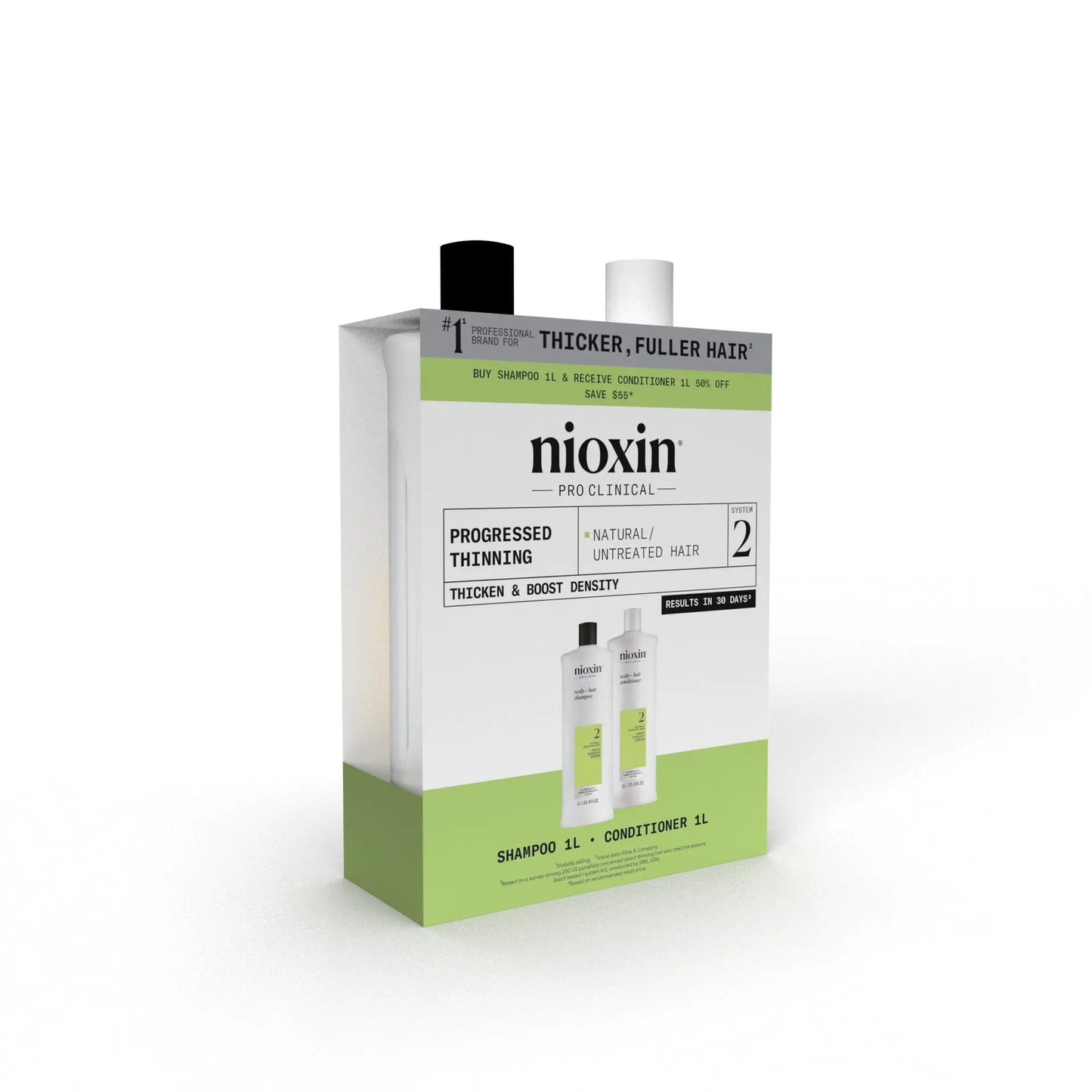 Nioxin Scalp + Hair Thickening System 2 Shampoo + Conditioner 1L Duo