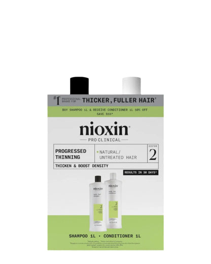 Nioxin Scalp + Hair Thickening System 2 Shampoo + Conditioner 1L Duo
