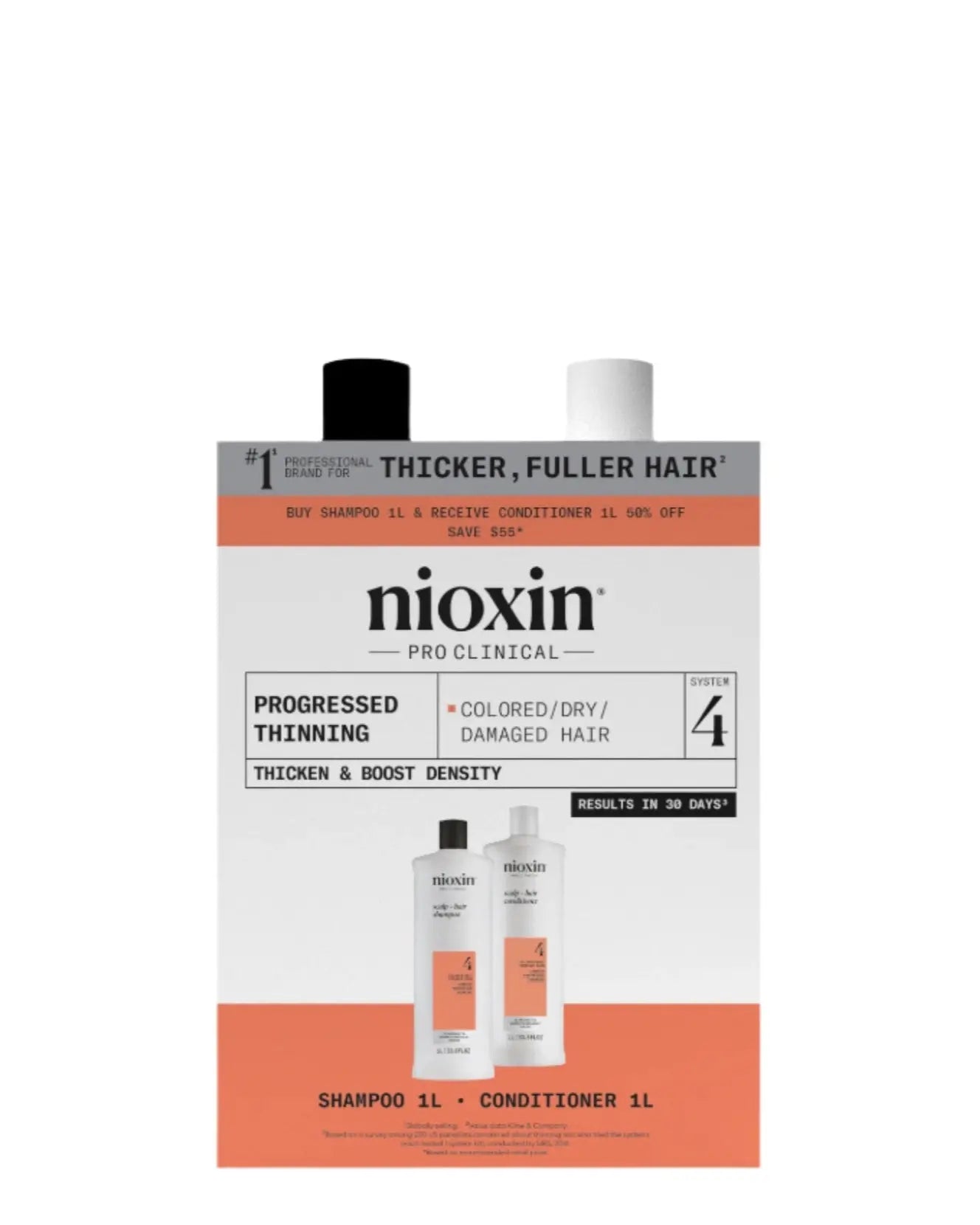 Nioxin Scalp + Hair Thickening System 4 Shampoo + Conditioner 1L Duo