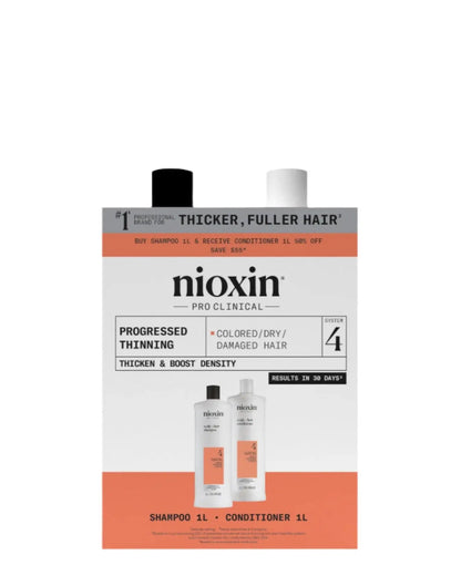 Nioxin Scalp + Hair Thickening System 4 Shampoo + Conditioner 1L Duo