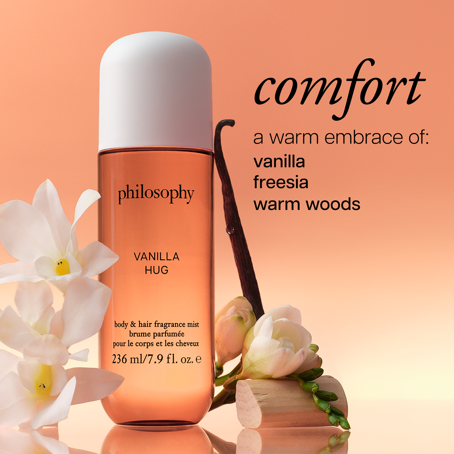 philosophy vanilla hug body & hair fragrance mist 236ml