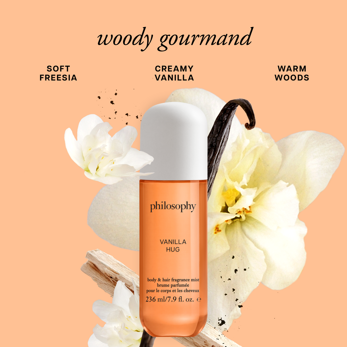 philosophy vanilla hug body & hair fragrance mist 236ml