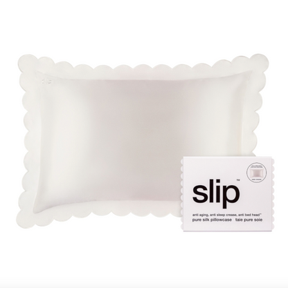 Slip Pure Silk Queen Pillowcase - White Scollop
