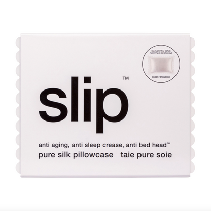 Slip Pure Silk Queen Pillowcase - White Scollop