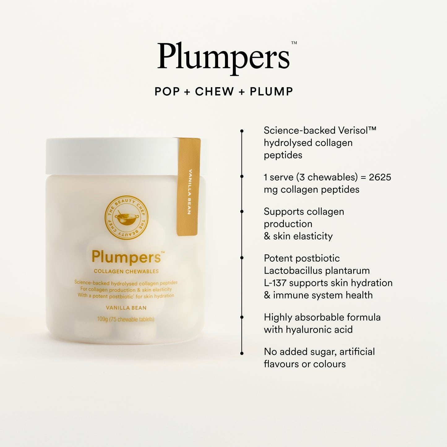 The Beauty Chef Plumpers Collagen Chewables Vanilla Bean