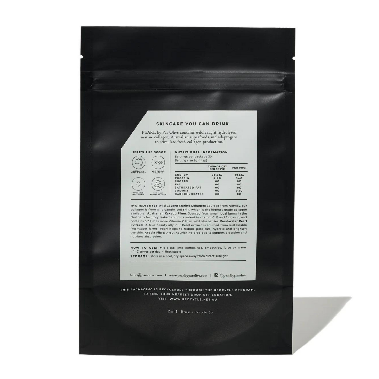 Par Olive PEARL Marine Collagen Superpowder Refill Pouch - Unflavoured 150g