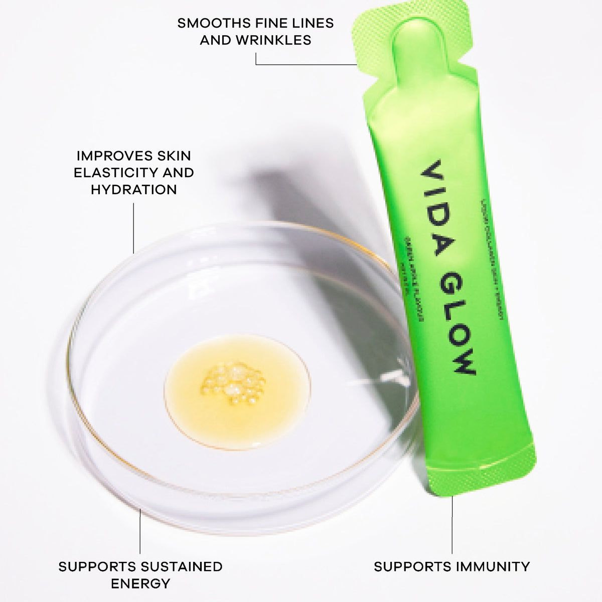 Vida Glow Liquid Collagen Skin + Energy - Green Apple 15 x 12.5ml Sachets