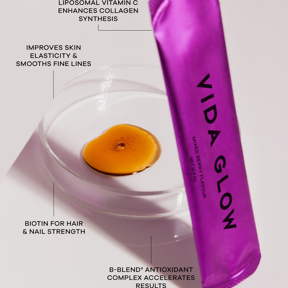 Vida Glow Liquid Collagen Skin Health Mixed Berry - 15 sachets