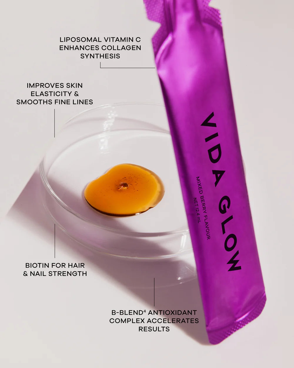 Vida Glow Liquid Collagen Skin Health Mixed Berry - 15 sachets