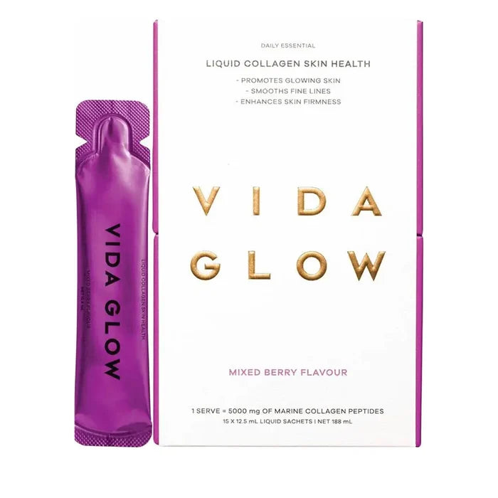 Vida Glow Liquid Collagen Skin Health Mixed Berry - 15 sachets