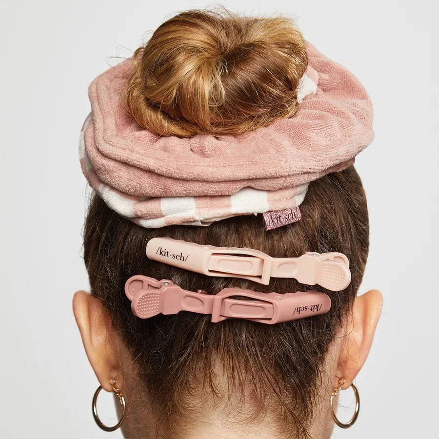Kitsch Kitsch Microfiber Quick-Dry Towel Scrunchies 2pc Set - Terracotta Checker Hair Care [Health and Beauty]