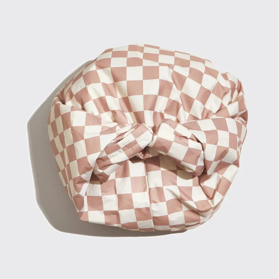 Kitsch Kitsch Satin-Lined Flexi Shower Cap - Terracotta Checker Hair Care [Health and Beauty]